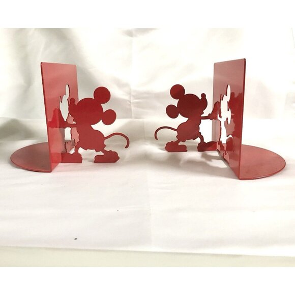 Disney Mickey Mouse Collection -Red Die Cut Bookends(2) Bubble Defect On One - Picture 1 of 9